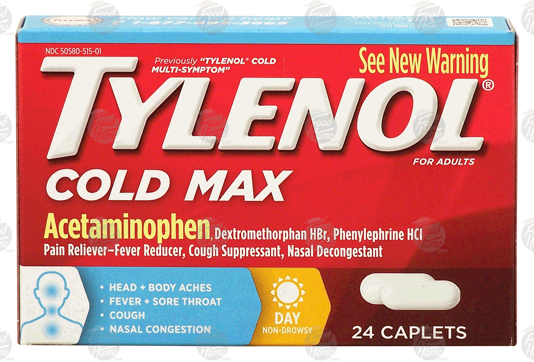 Tylenol Cold Max acetaminophen, pain reliever - fever reducer, 24 caplets Full-Size Picture